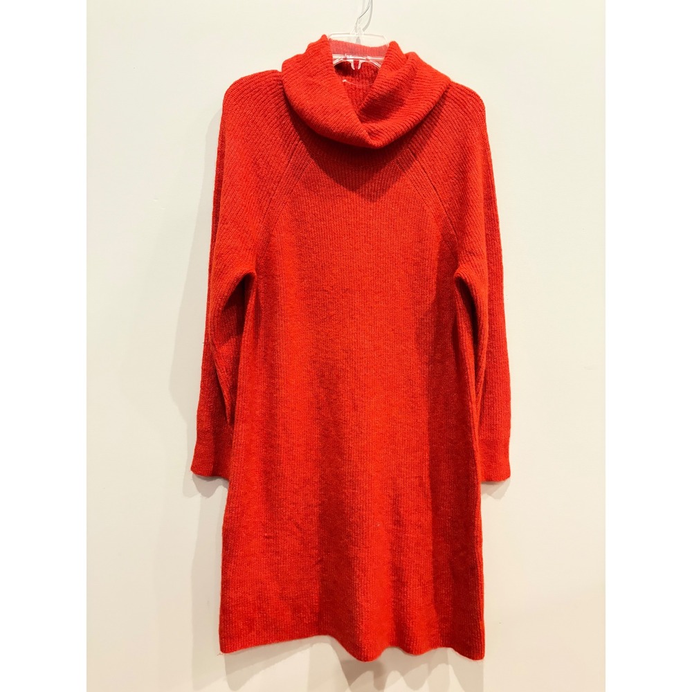 Loft Burnt Orange Cowl Neck Sweater Dress Size PL